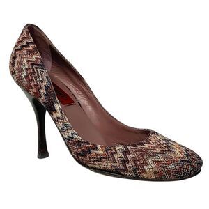 MISSONI Rashel Firenze Chiaro Chevron Zigzag Textile Heels 37